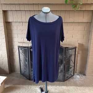 Navy Jersey Boat Neck Tee Shirt Dress
